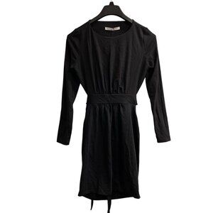 Susana‎ Monaco Mini Dress Womens L Black Jersey Knit Crew Tie Open Back Stretch